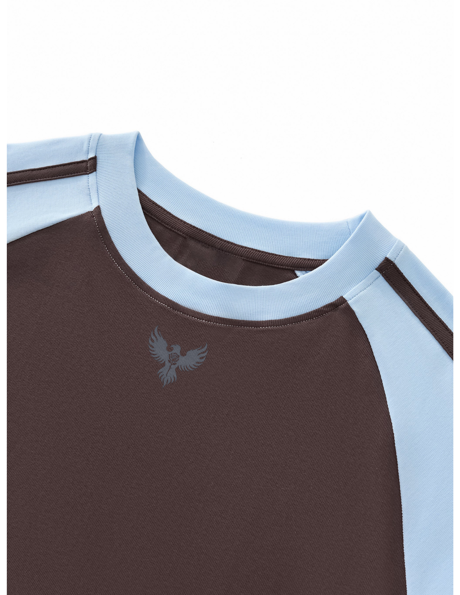 Cocoa Contrast Stripes Bodycon Raglan  Sleeve T-Shirt