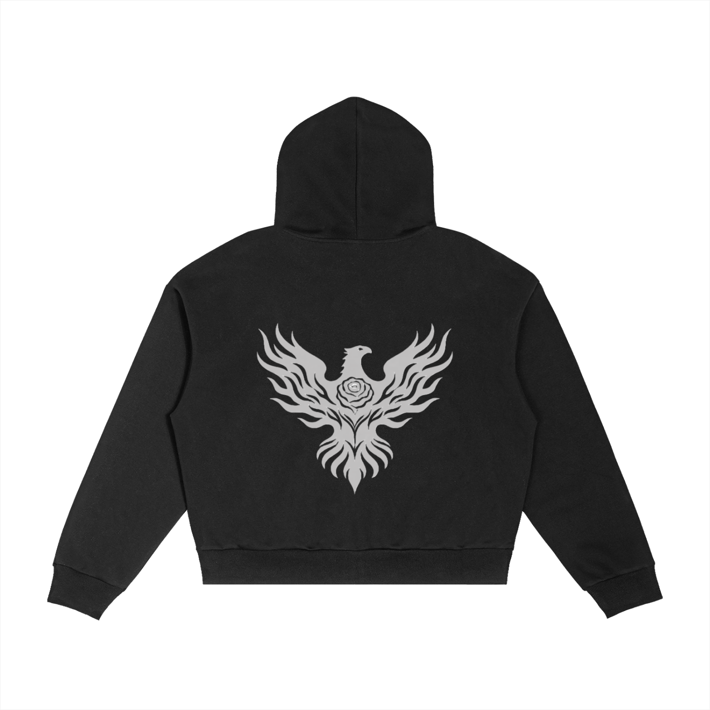 Gray Phoenix Contrast Plaid Boxy Zip Hoodie