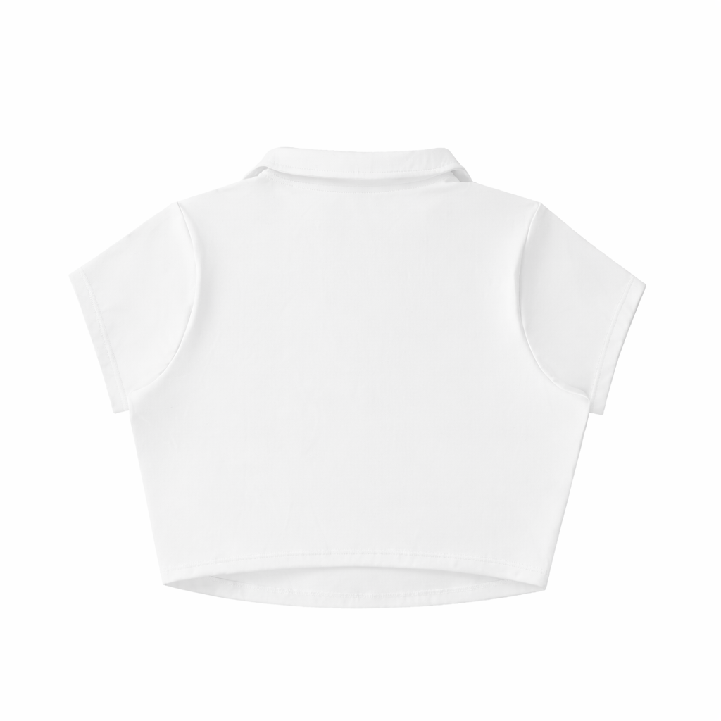 Silver Phoenix Rose V-Neck Lapel Crop Top