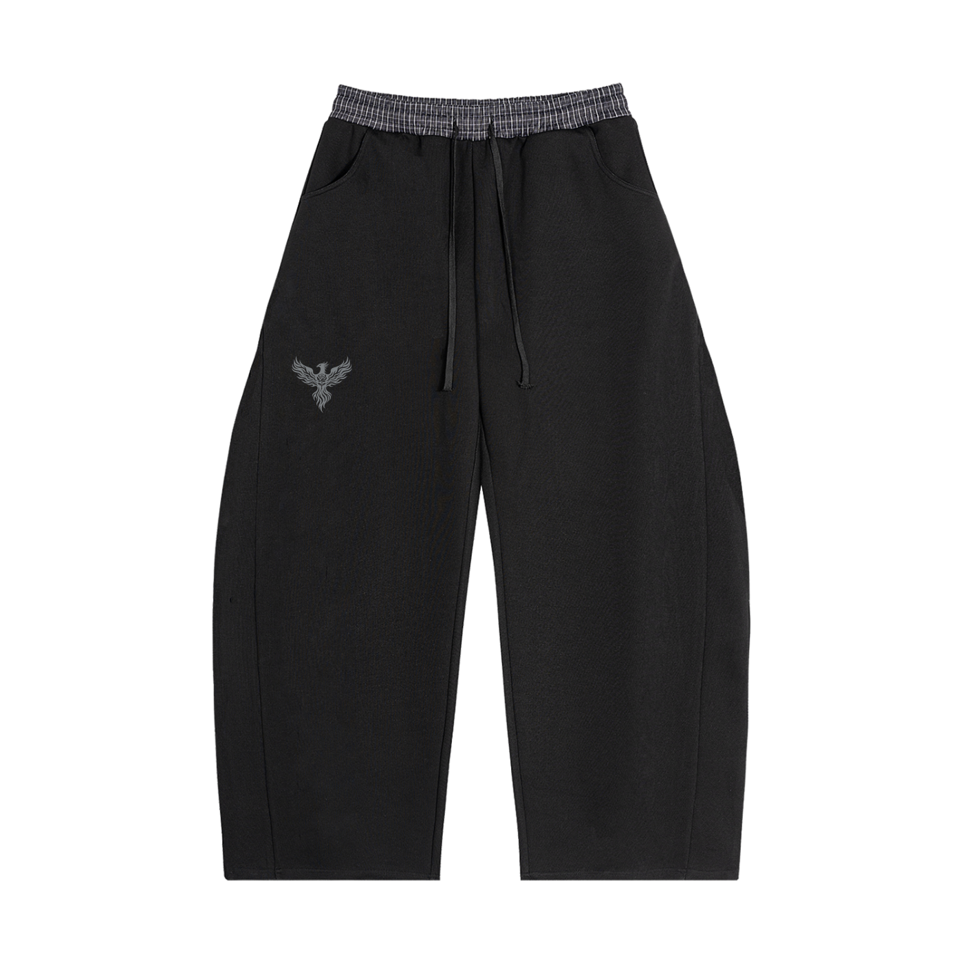 Gray Phoenix Plaid Waistband Barrel Pants