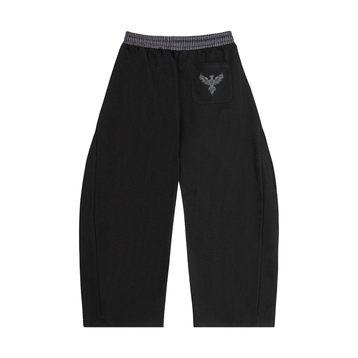 Gray Phoenix Plaid Waistband Barrel Pants