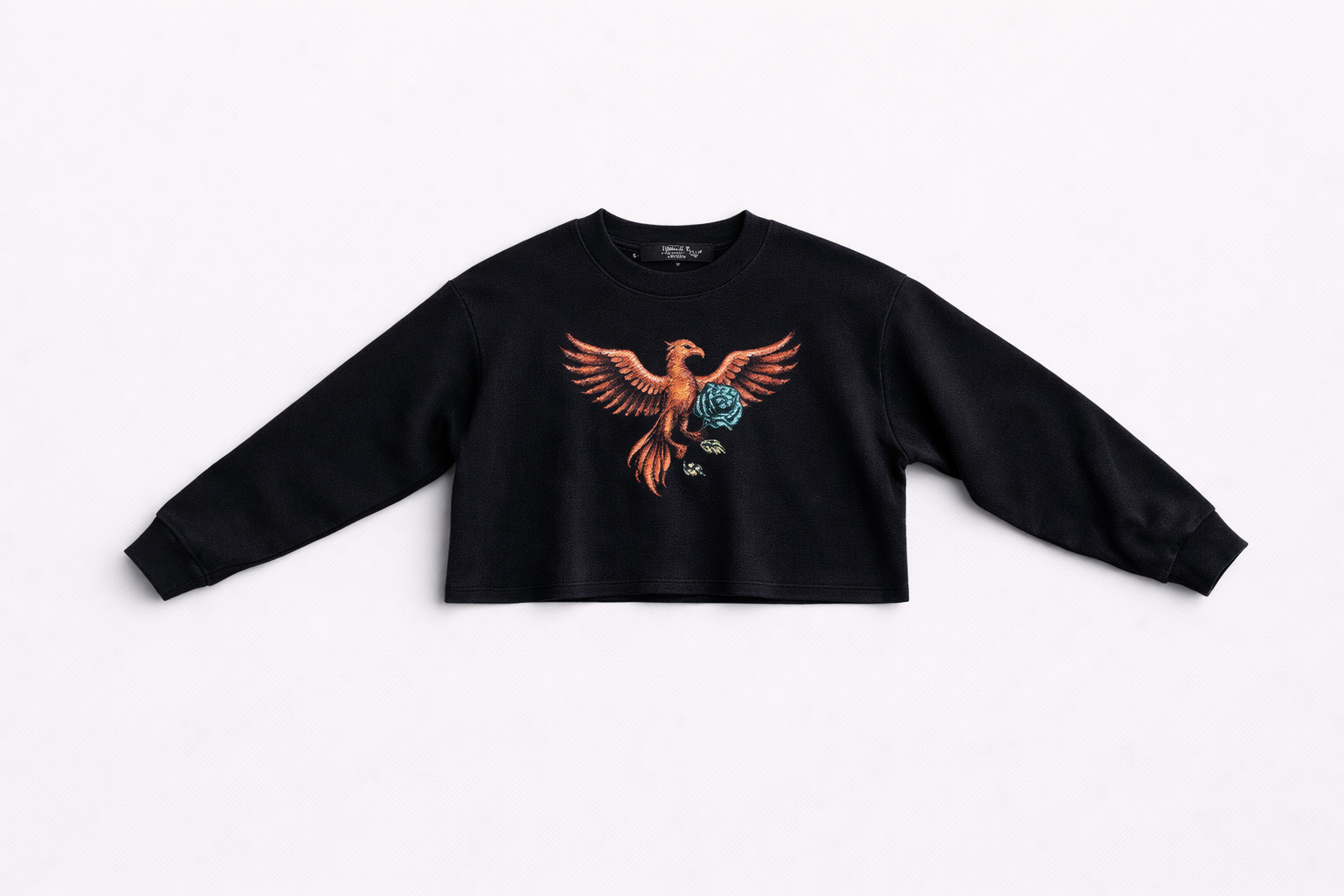 Hand-Embellished Holding the Proof Snow Washed Raw Edge Cropped Sweatshirt