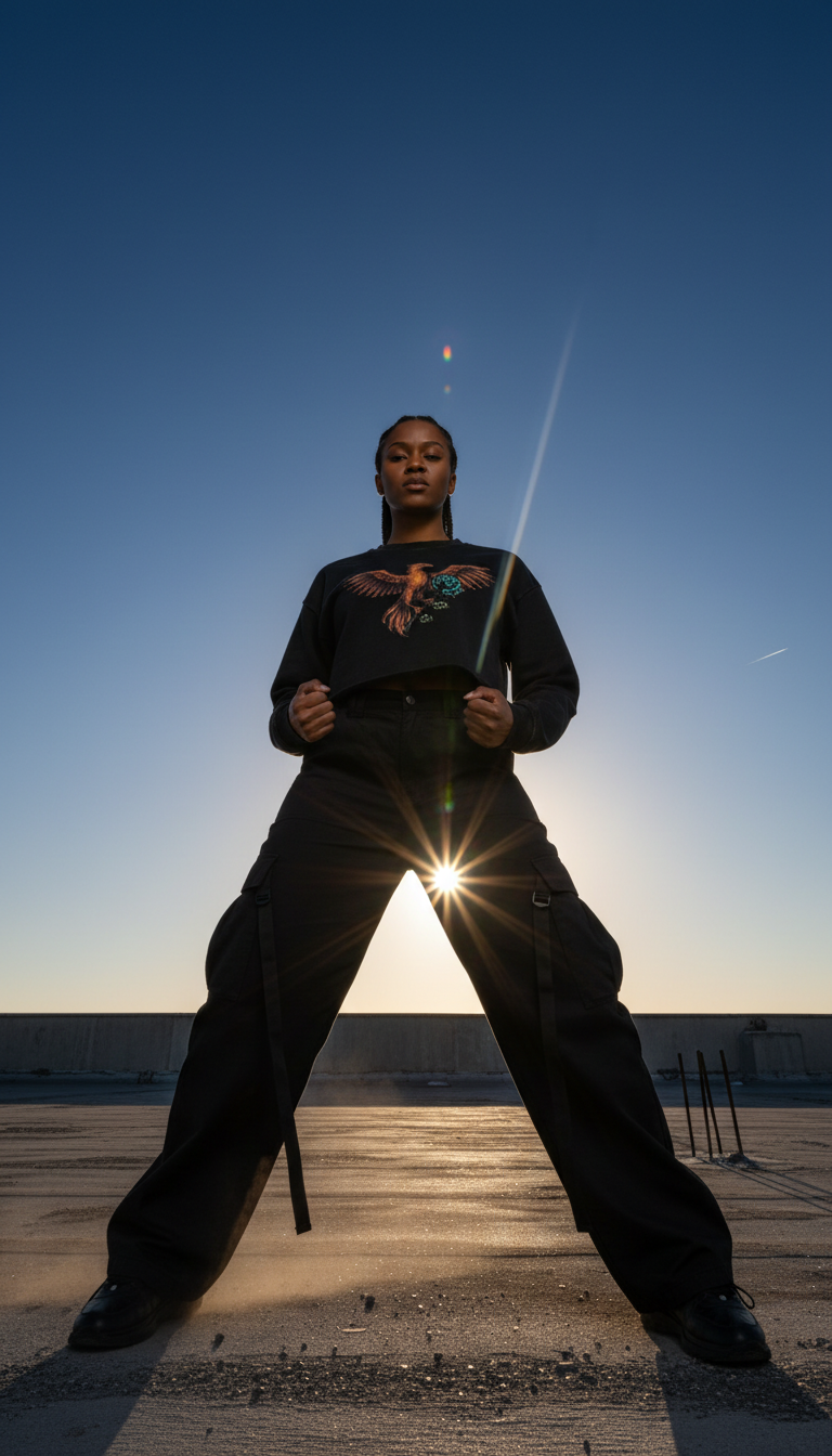 Hand-Embellished Holding the Proof Snow Washed Raw Edge Cropped Sweatshirt