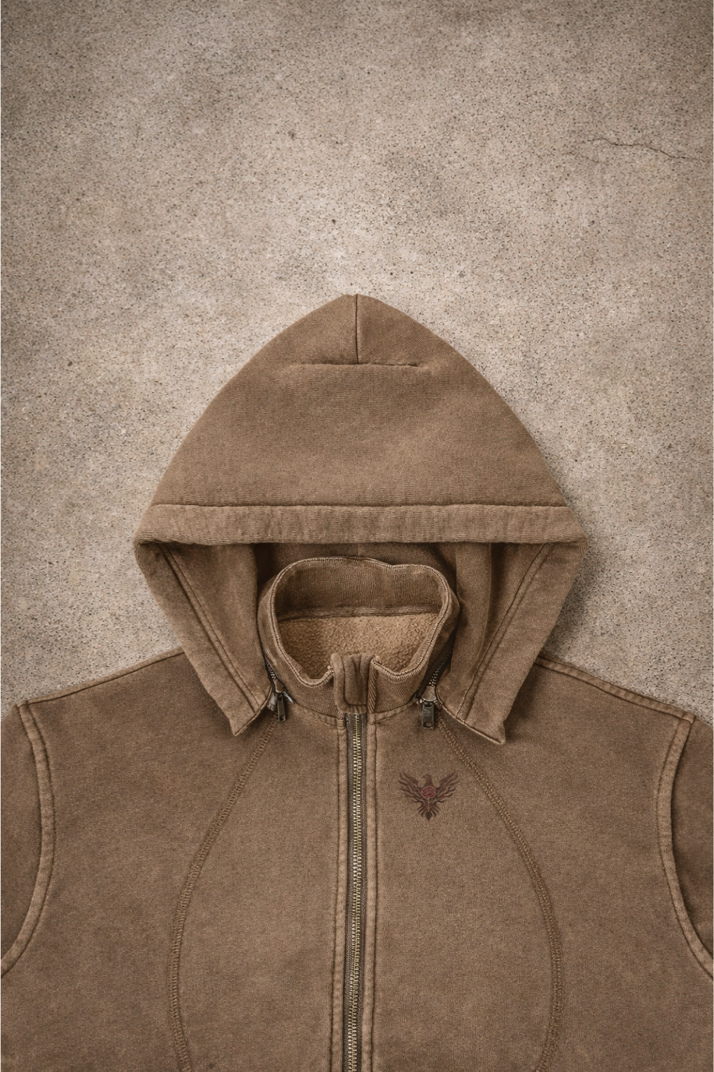 Brown Vintage Washed Cropped Fleece Hoodie