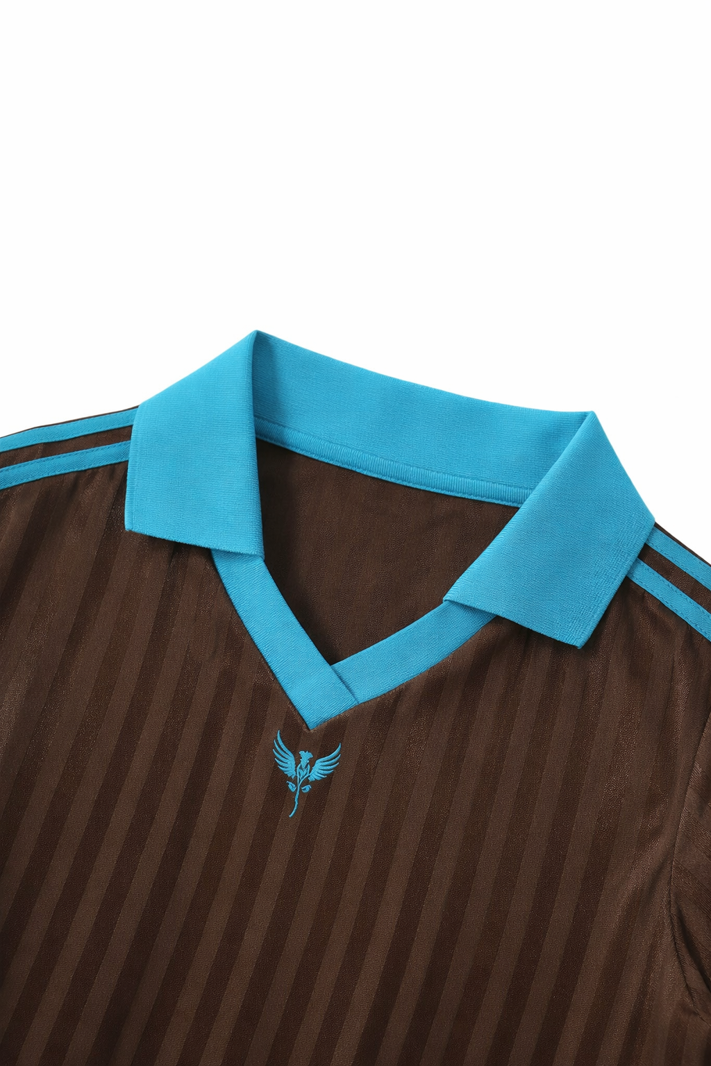 Cocoa Contrast Collar Striped Cropped Jersey