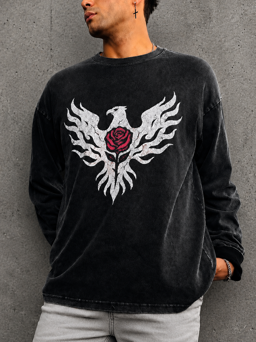 Break Free Distressed Acid Wash OVERSIZED Long Sleeve T-Shirt