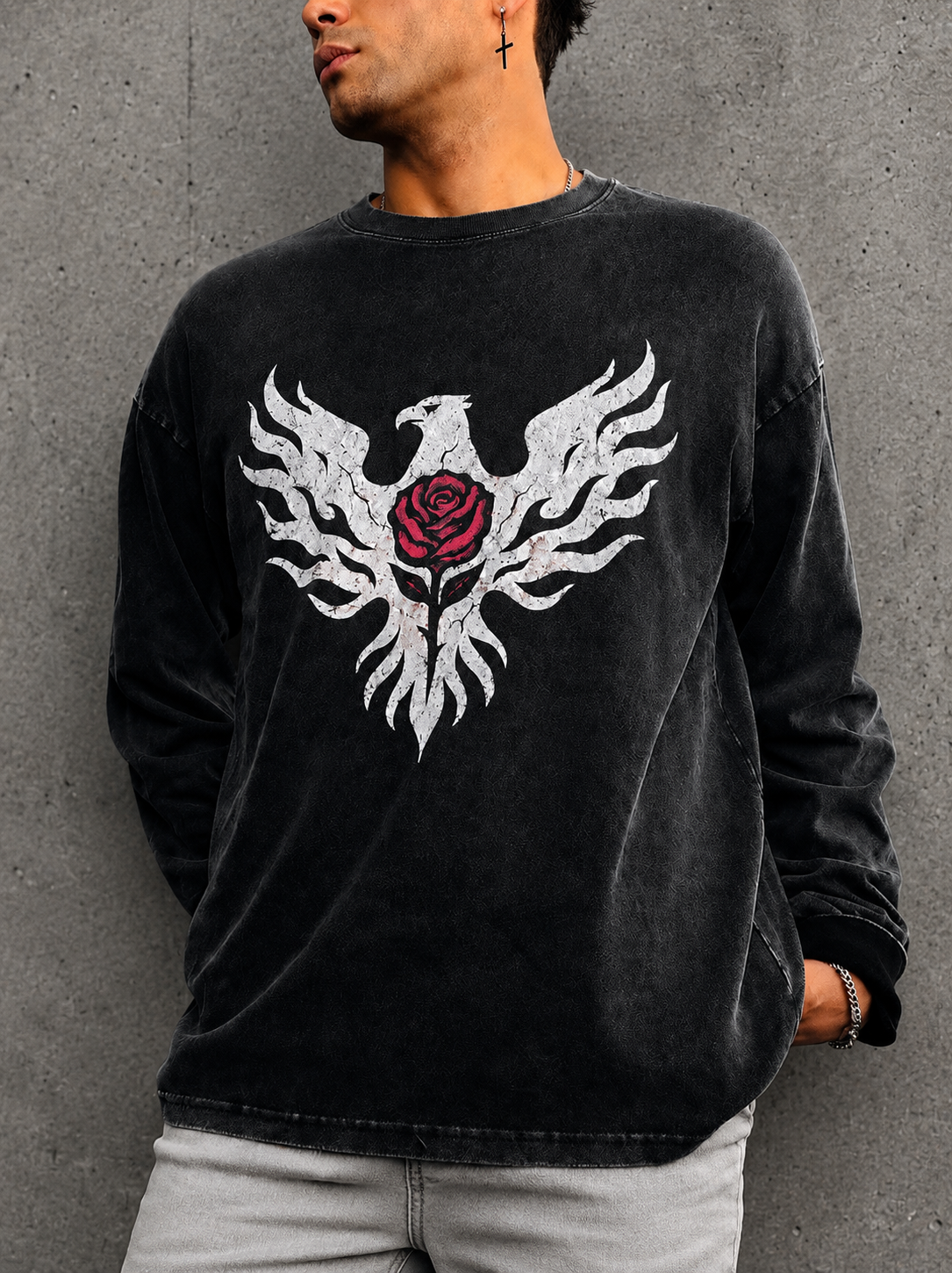 Break Free Distressed Acid Wash OVERSIZED Long Sleeve T-Shirt