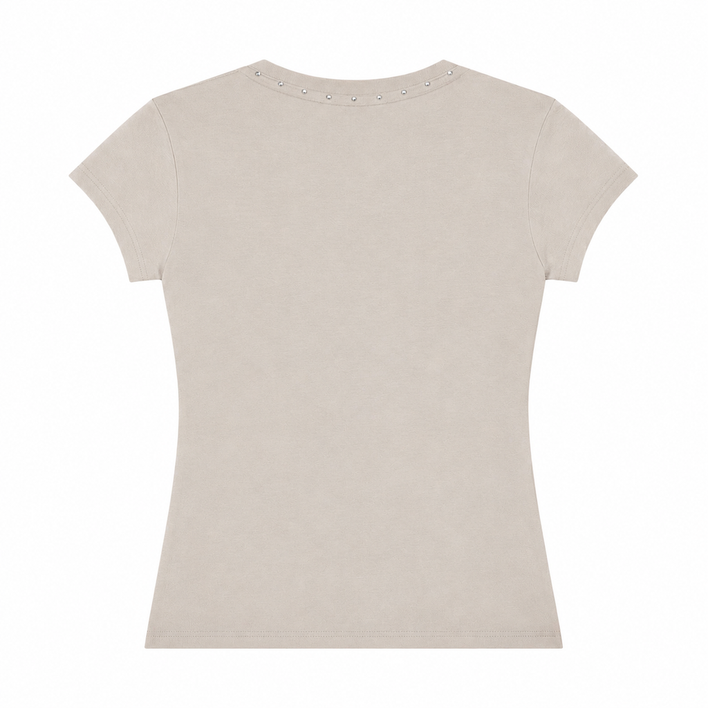 Ember Hand-Embellished Essential V-Neck Bodycon T-Shirt