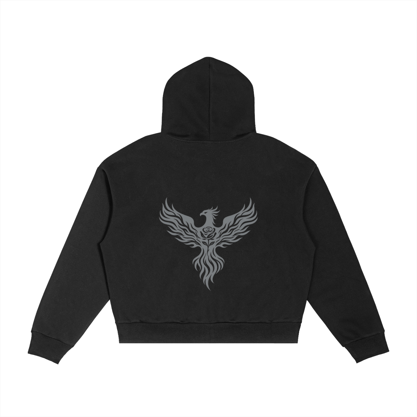 Gray Phoenix Contrast Plaid Boxy Zip Hoodie