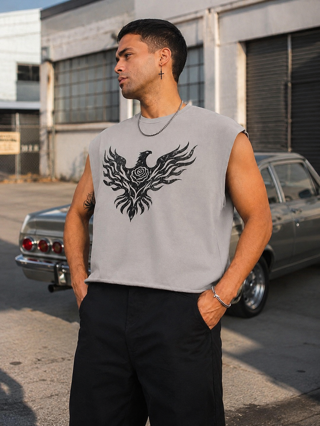 Black Phoenix French Terry Boxy Tank Top