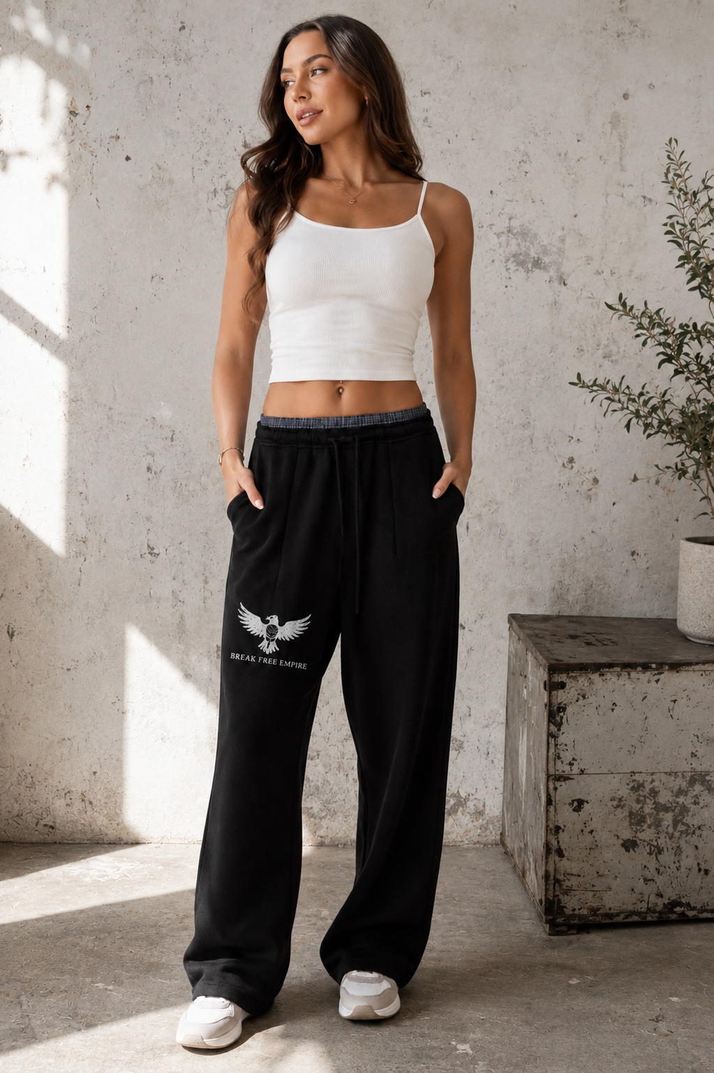 Phoenix Rebel Plaid Contrast Waist Pants