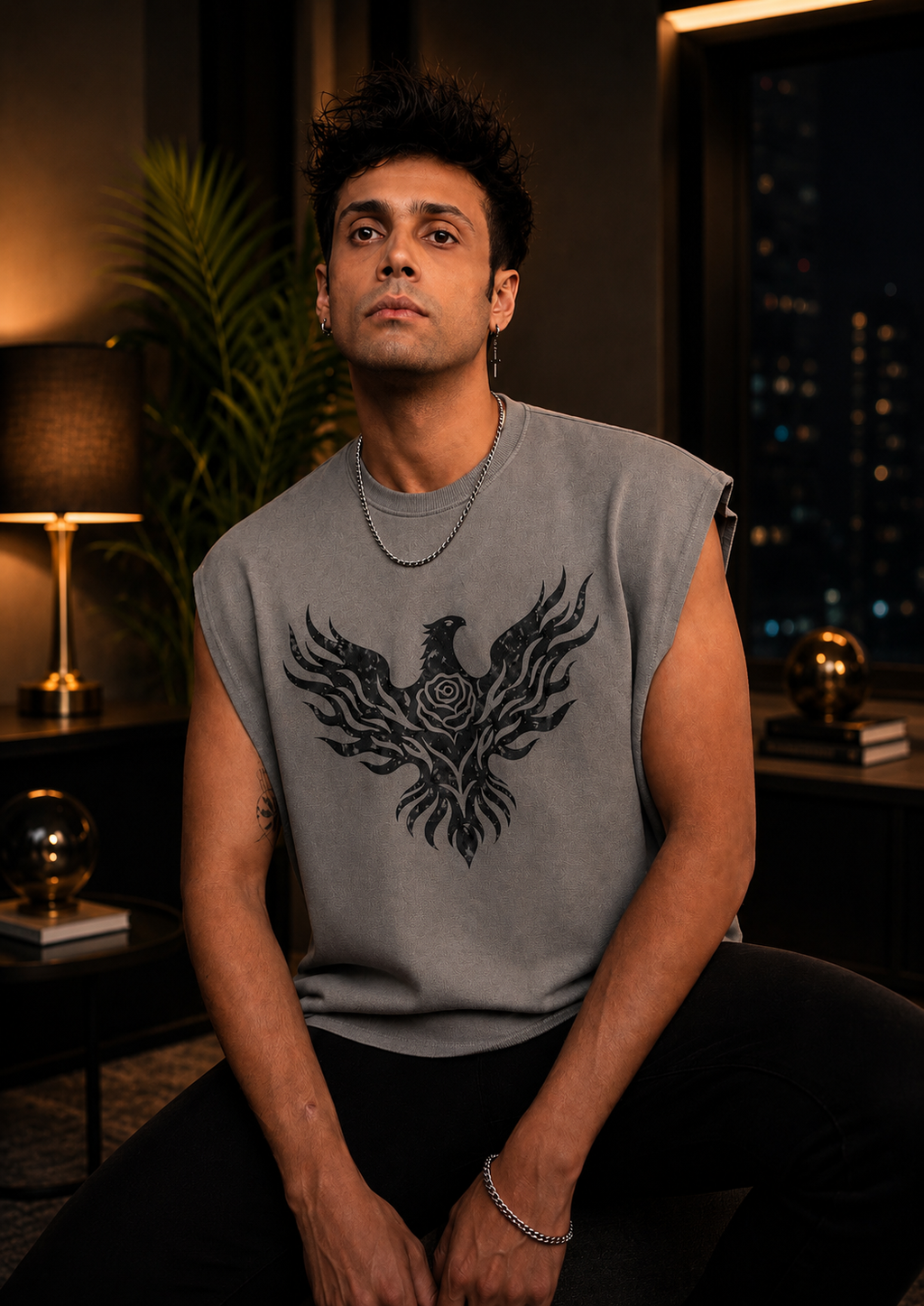 Black Phoenix French Terry Boxy Tank Top