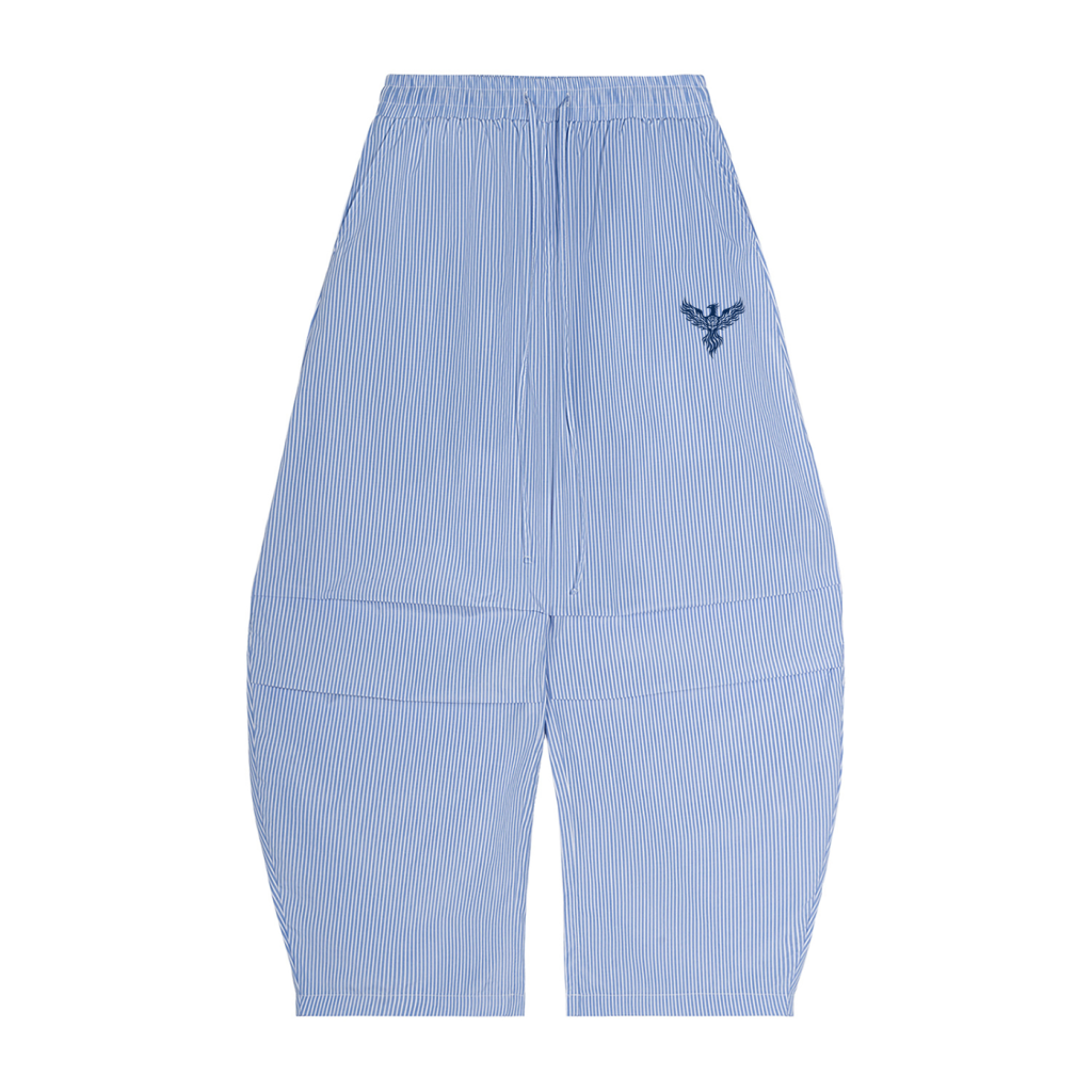 Blue Phoenix Rose Vertical Stripe Drawstring Barrel Pants - Blue Phoenix
