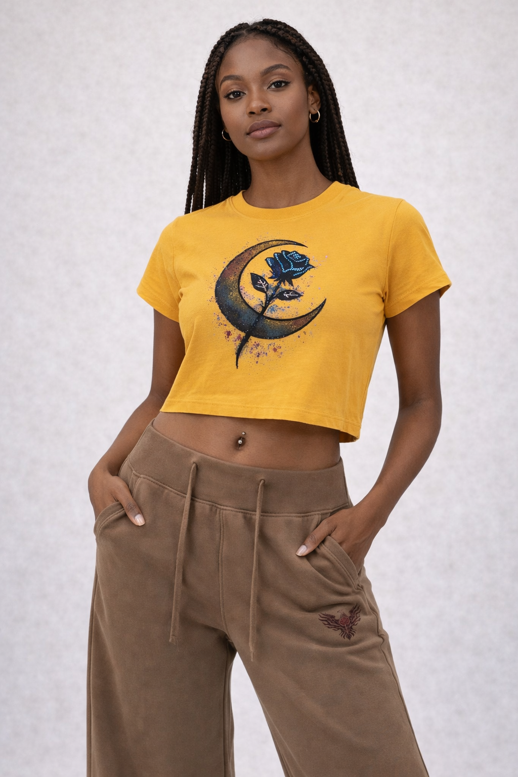 Moon Rose Snow Washed Crop Top - Ember Edition