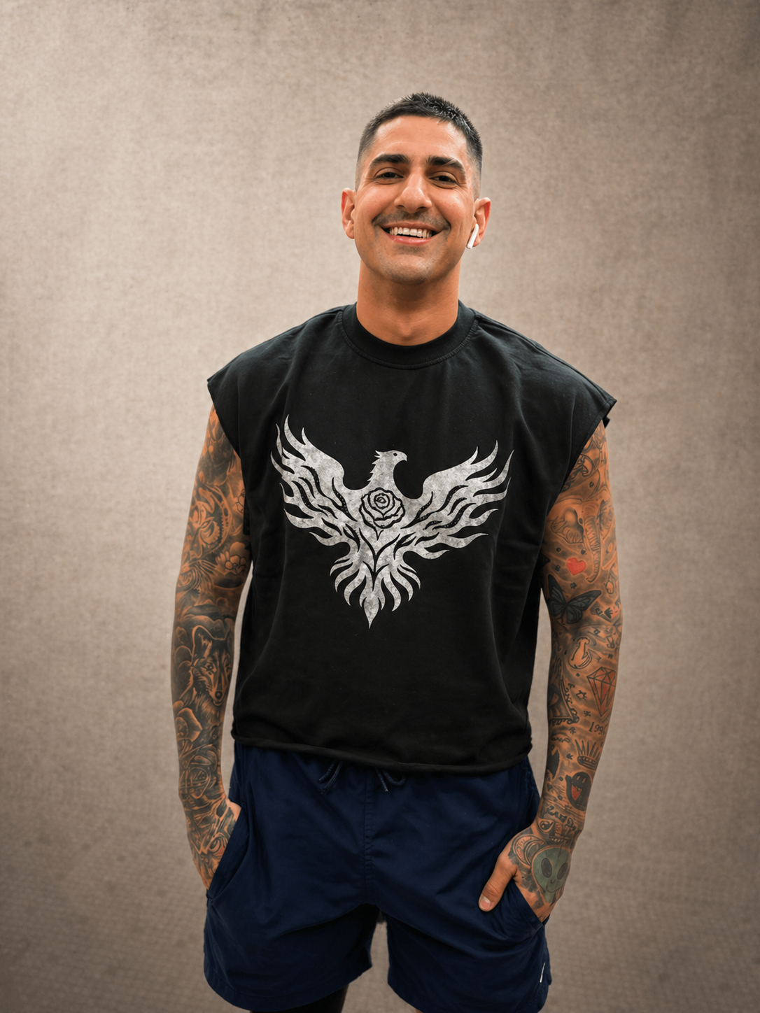 Ember Snow Phoenix Rose French Terry Boxy Tank Top