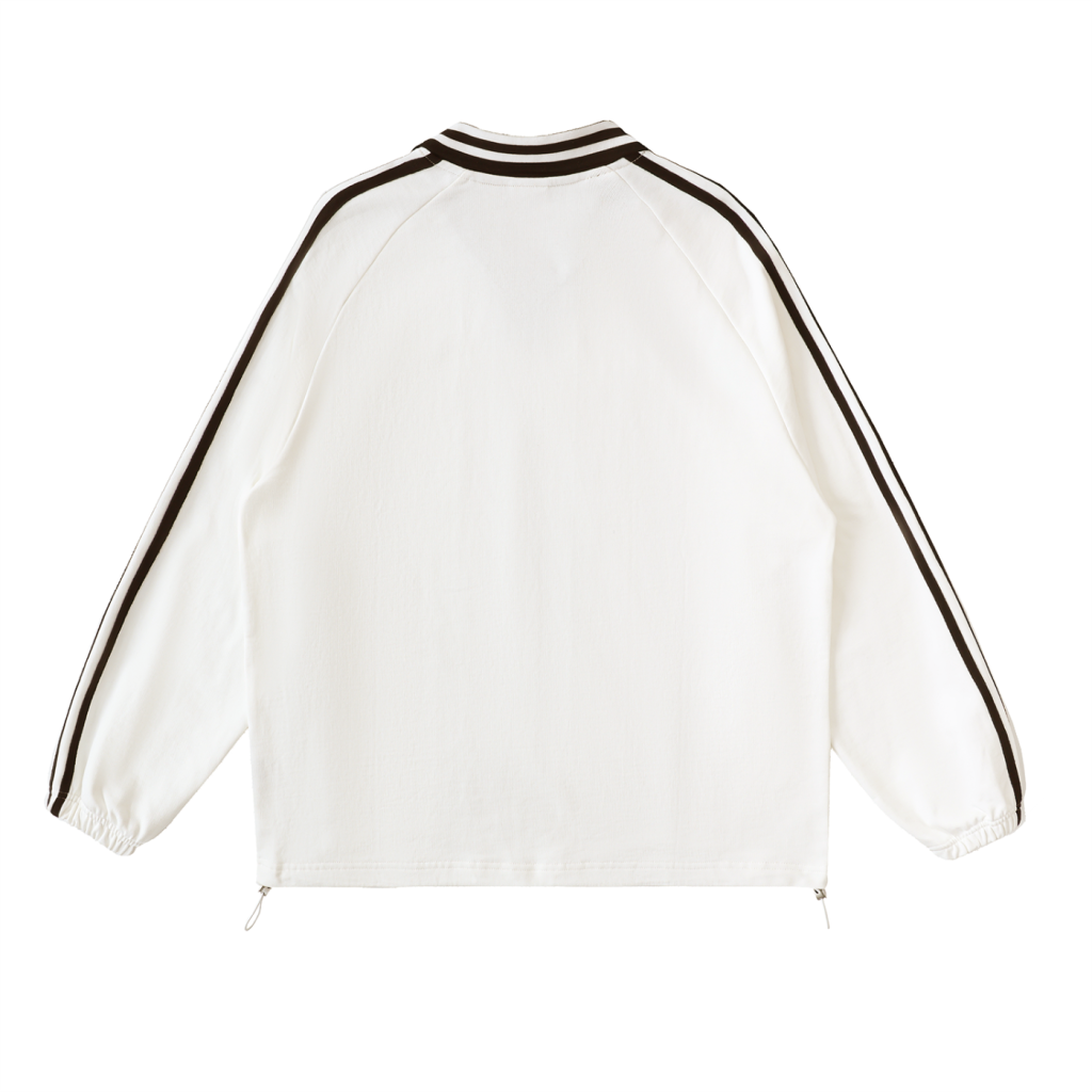 Contrast Striped Lapel Collar Sweatshirt