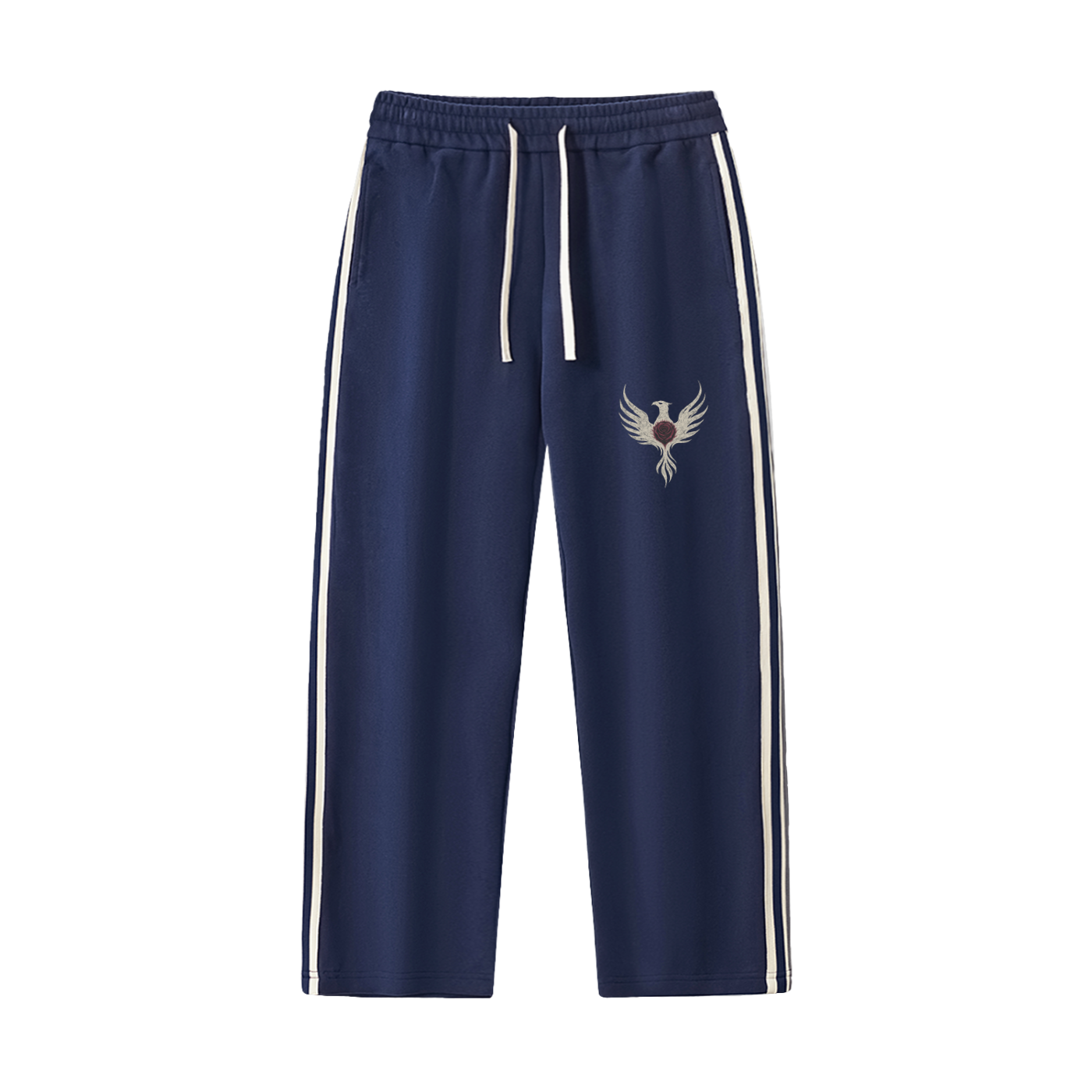 The Guarded Rose Contrast Side-Stripe Straight-Leg Pants | Unisex Premium Cotton Blend Streetwear Joggers | Durable, Athletic Fit